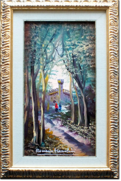 Romano Mussolini - Rocca delle Camminate cm 50X25 Tecnica Mista su Tela
