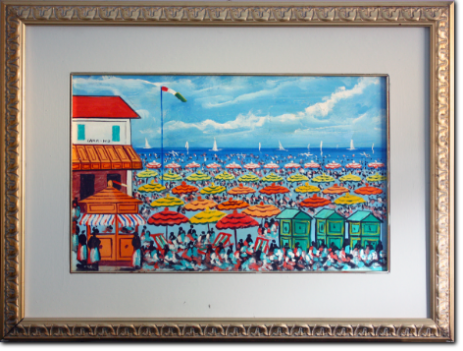Giuseppe Carrino - Spiaggia cm 35X56 Olio su Cartoncino Tecnico