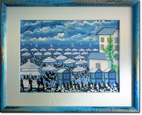 Giuseppe Carrino - Spiaggia cm 40X55 Olio su Cartoncino Tecnico